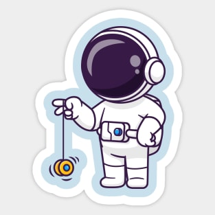 Cute Astronaut Playing Yoyo Cartoon Sticker